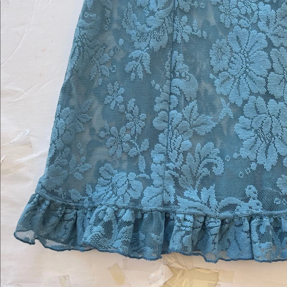 Y2K Victoria’s Secret Lace Mini Dress Naked Blue Bridal Slip L Chamise Teddy Hot - Picture 14 of 17